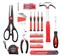 Red & Black Tool Set General Household Hand Tool Kit with Plastic Toolbox Storage Case